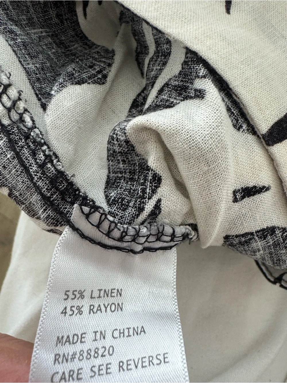 Rachel Zoe black & white tropical leaf pattern linen blend wide-leg pants Size S